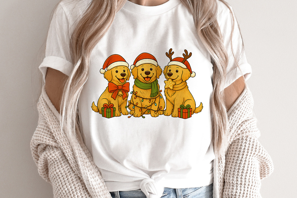 Christmas Golden Retriever Dogs PNG, an Illustration by kaisorn (Photo 1 of 5)