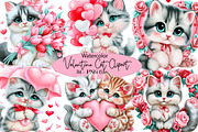 Valentine Cat Clipart PNG Bundle, a Seasonal Illustration by SVGArt (Thumbnail 1 of 5)