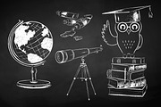 Chalked education set (BW), an Object Graphic by Sonya Illustrations (Thumbnail 3 of 8)