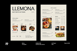 Minimalist Restaurant Menu, a Stationery Template by Neermana