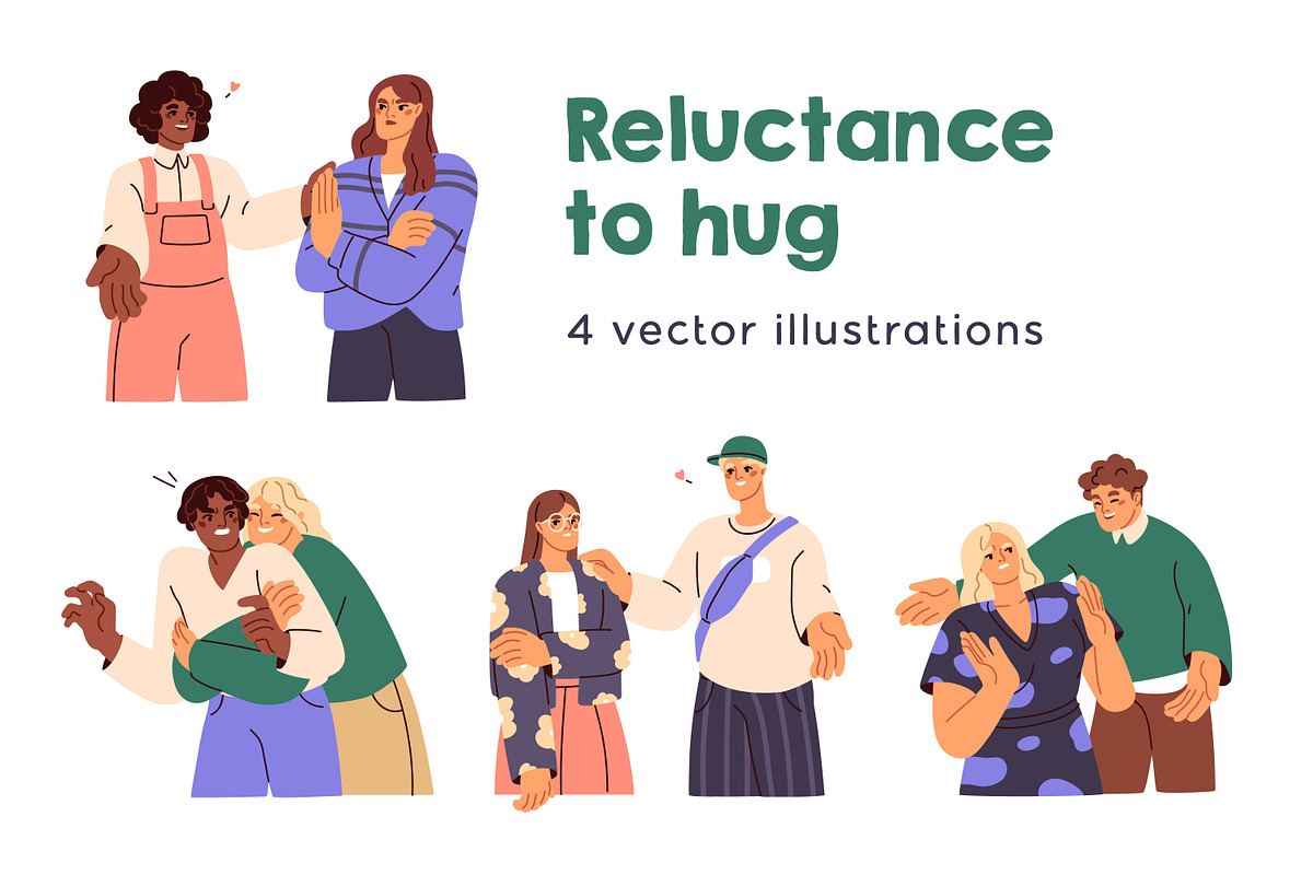 Awkward hugs, unwanted touch concept, a Person Illustration by Good Studio (Photo 1 of 5)