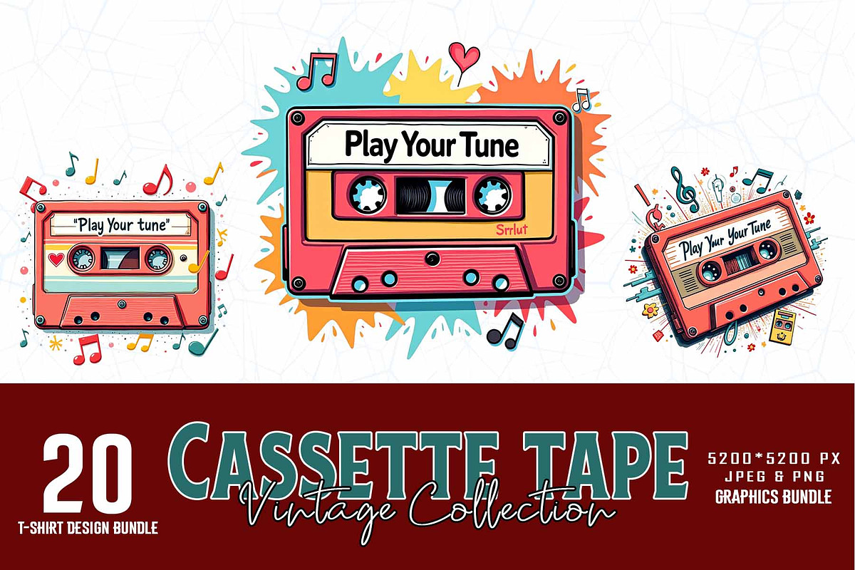 Retro Vintage Music Cassette Tape, an Illustration by Sofia's Fashion (Photo 1 of 4)