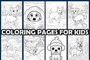 Dog Park in Winter Coloring Pages, an Animal Illustration by maggiesar (Thumbnail 3 of 4)