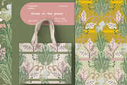 Snake in grass seamless+ clipart set, a Texture Graphic by PatternsBlooming (Thumbnail 4 of 7)
