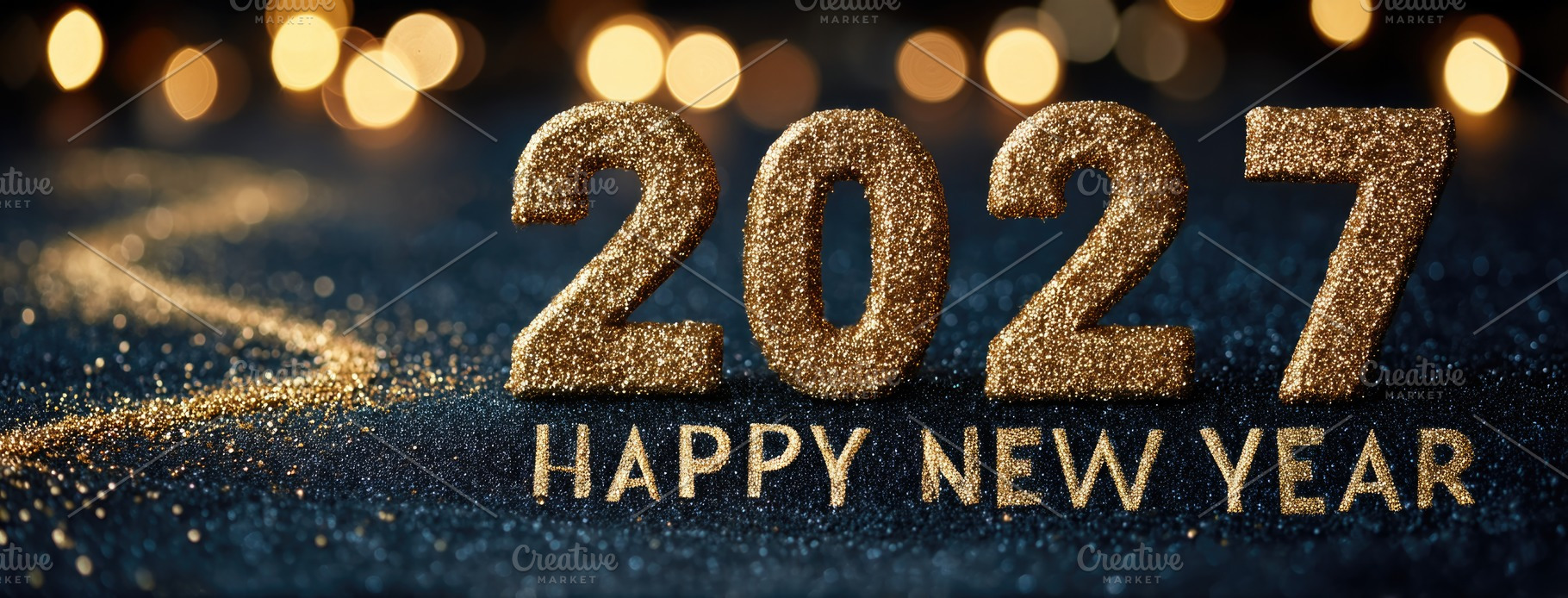 Gold Glitter 2027 Happy New Year Celebration Background, a Holiday Photo by José Manuel Gelpi