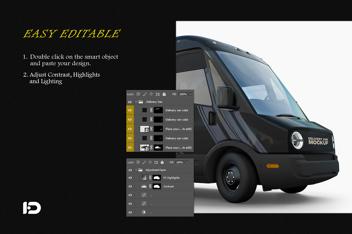 Delivery Van Mockup Set, an Advertising Mockup by ForgeDesign (Photo 3 of 7)