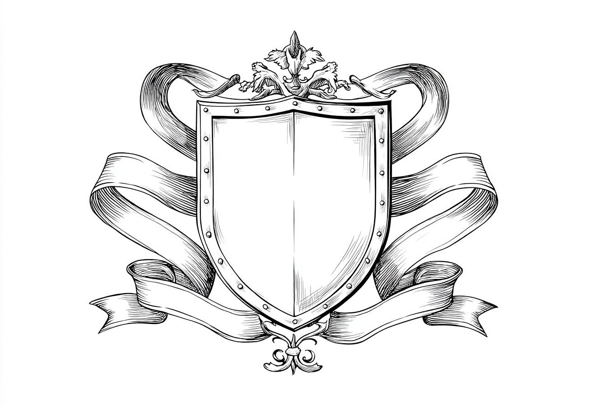 Hand-Drawn Heraldic Shield and Ribbo, a Graphic by BIPLOB EXPERT (Photo 3 of 8)