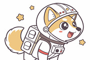 Cute shiba inu dog astronaut, an Animal Illustration by SouravDesign (Thumbnail 2 of 3)