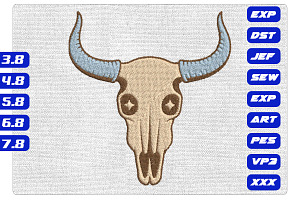 Boho Bull Skull Machine Embroidery, a Decorative Illustration by Purpose Ekbal