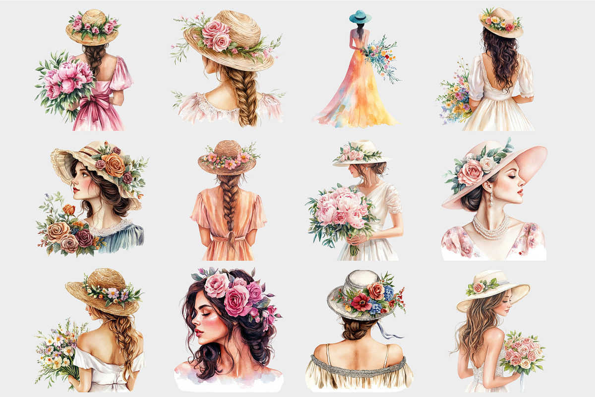 Pink Girls Summer Flower Clipart, a Seasonal Illustration by Design Market (Photo 5 of 5)