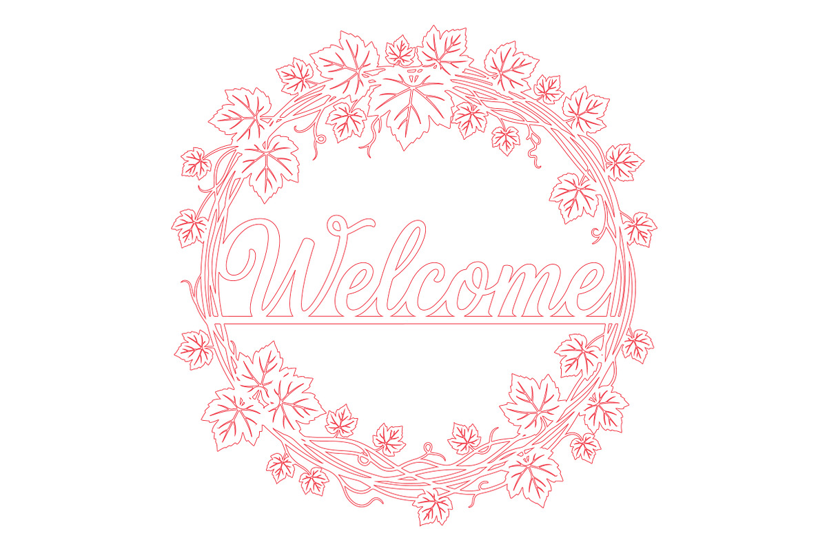 Vine Wreath Welcome Laser Cut SVG, an Object Graphic by DreamCafeArt (Photo 3 of 3)