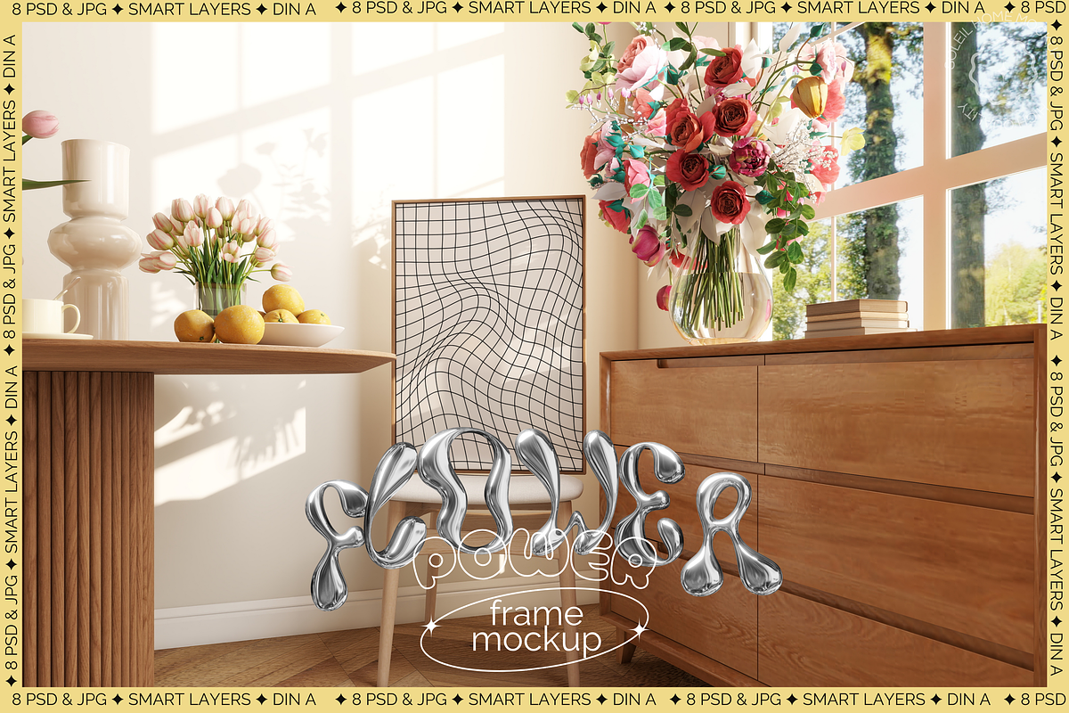 FLOWER POWER | Cottage Frame Mockups, a Poster Template by SoleilHomeMockups (Photo 1 of 10)
