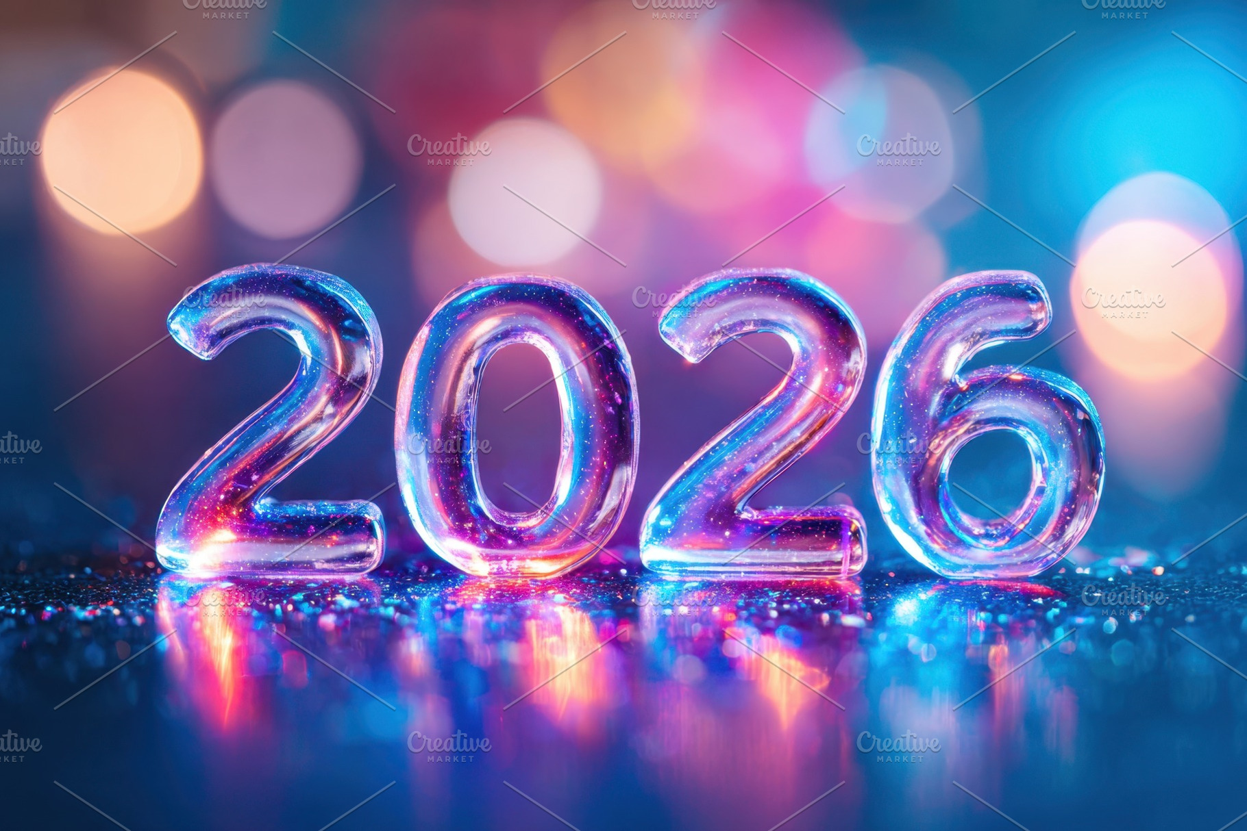 Colorful illuminated numbers 2026, a Holiday Photo by AlyaAnd