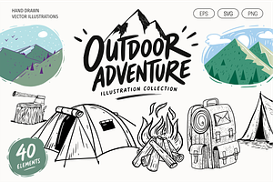 Outdoor Adventure Illustrations, an Object Graphic by Oktyabr