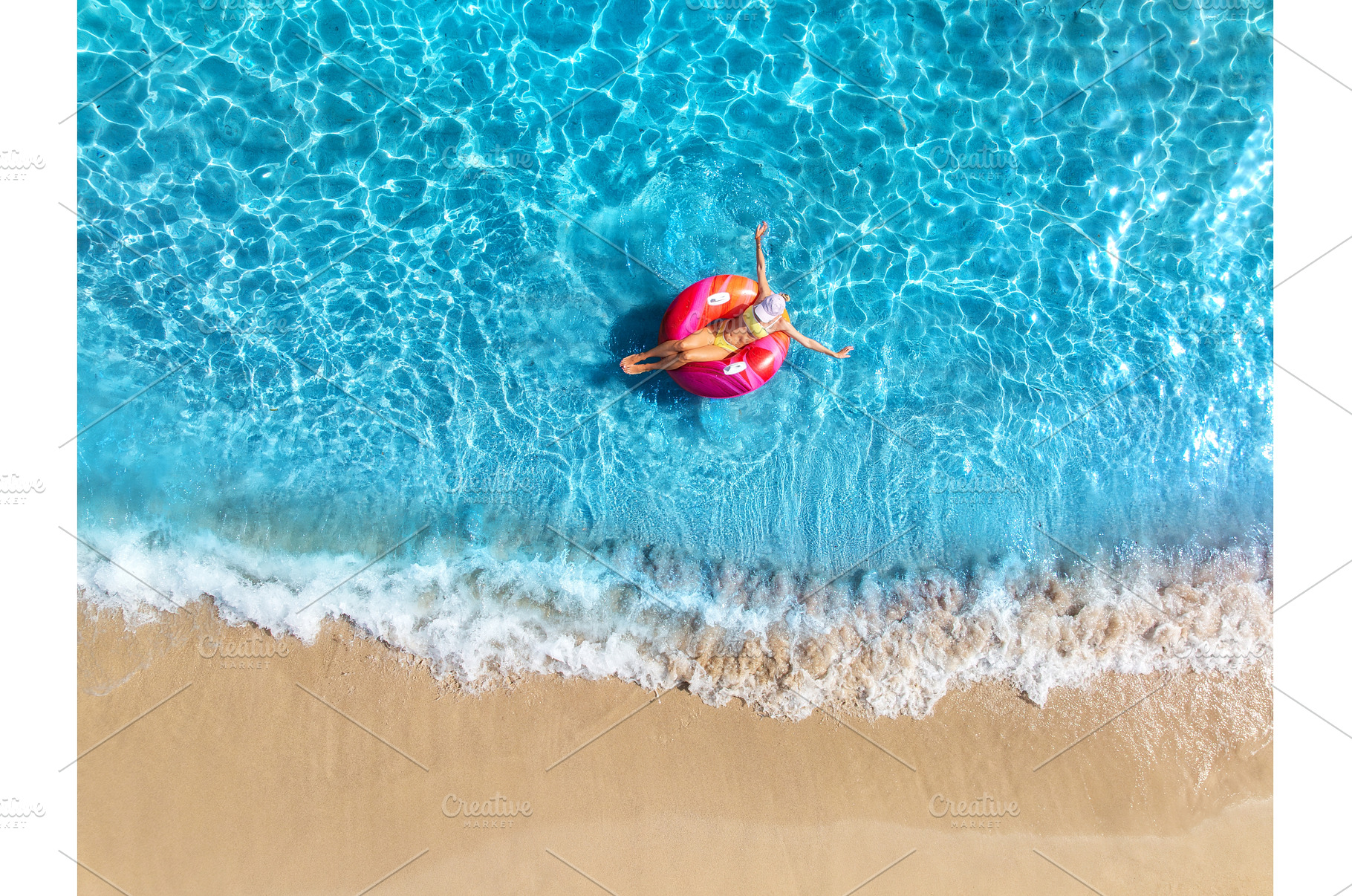 Aerial drone view of a woman, a Nature Photo by den-belitsky