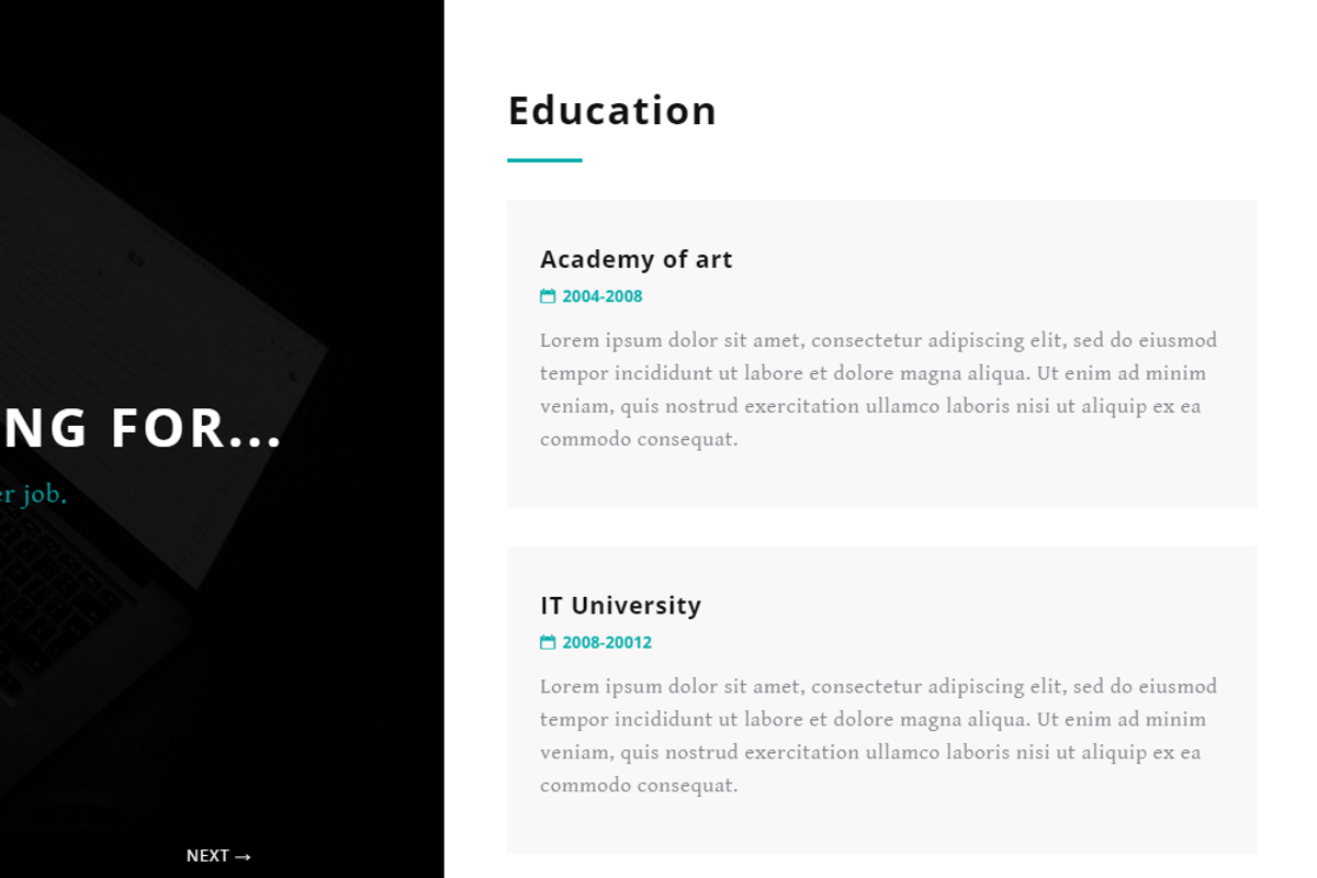 Yoursite - vCard Resume Template, a HTML Template by scrils (Photo 2 of 4)