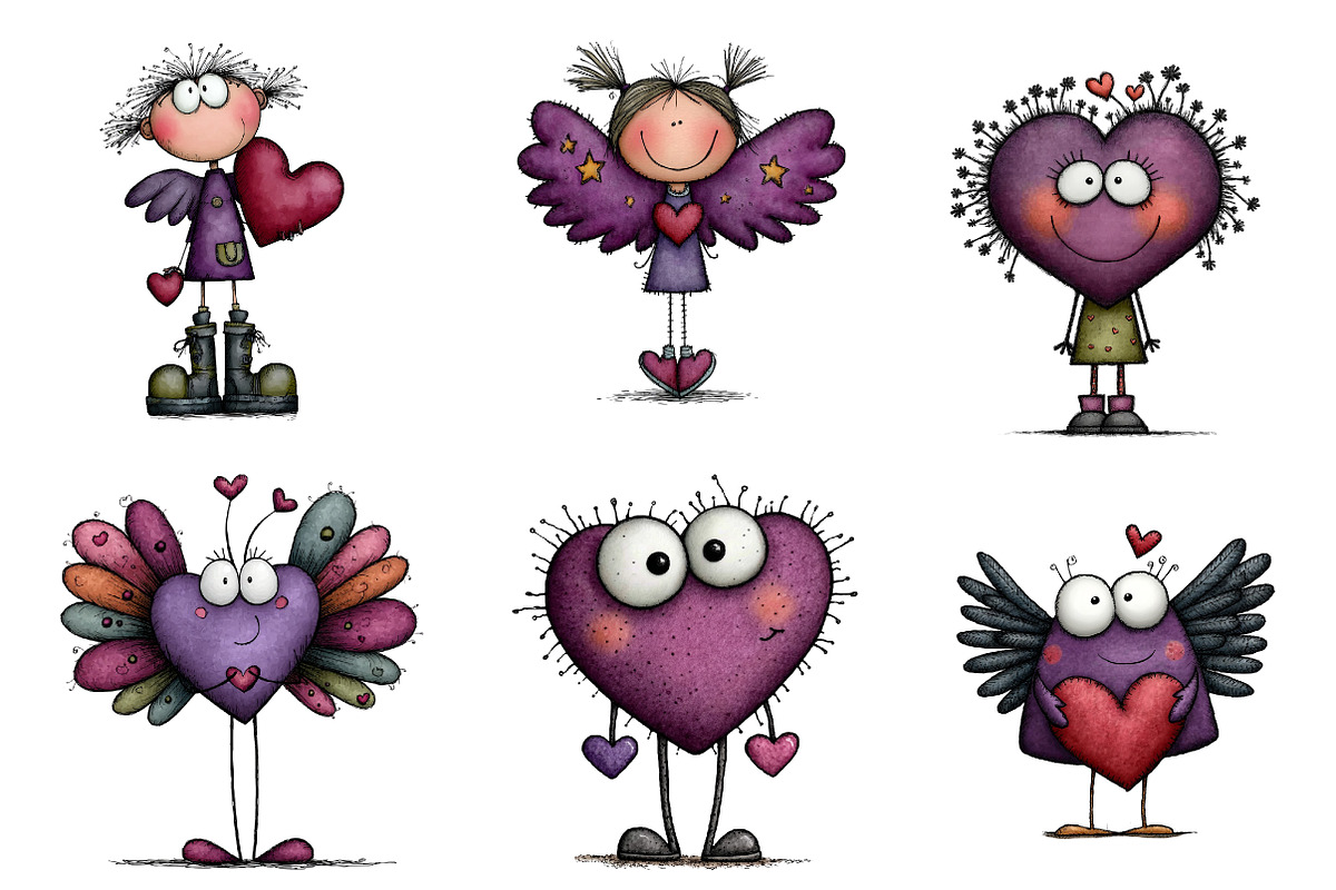 Whimsical Valentine Heart Clipart, an Illustration by CreationArt (Photo 5 of 7)