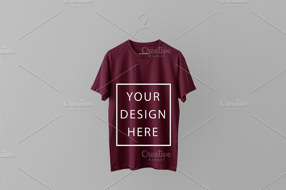 T-Shirt Mockup - Maroon Edition, a Shirt Mockup by ForhadGFX (Photo 12 of 12)