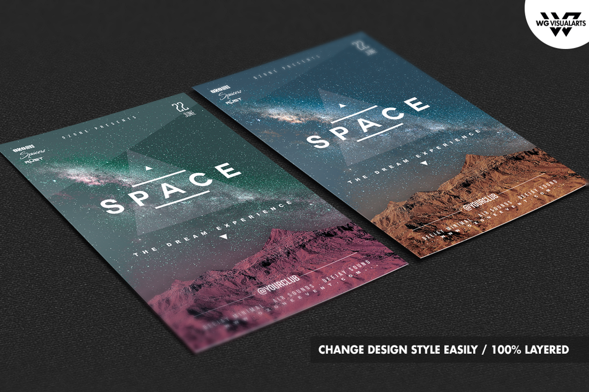 3in1 SPACE MINIMAL Flyer Template, a Flyer Template by WG DESIGN