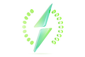 3d green glass electric charging, a Technology Illustration by Marozhkastudio