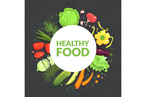 Healthy Food Banner Template, Tasty, a Food Illustration by TopVectors