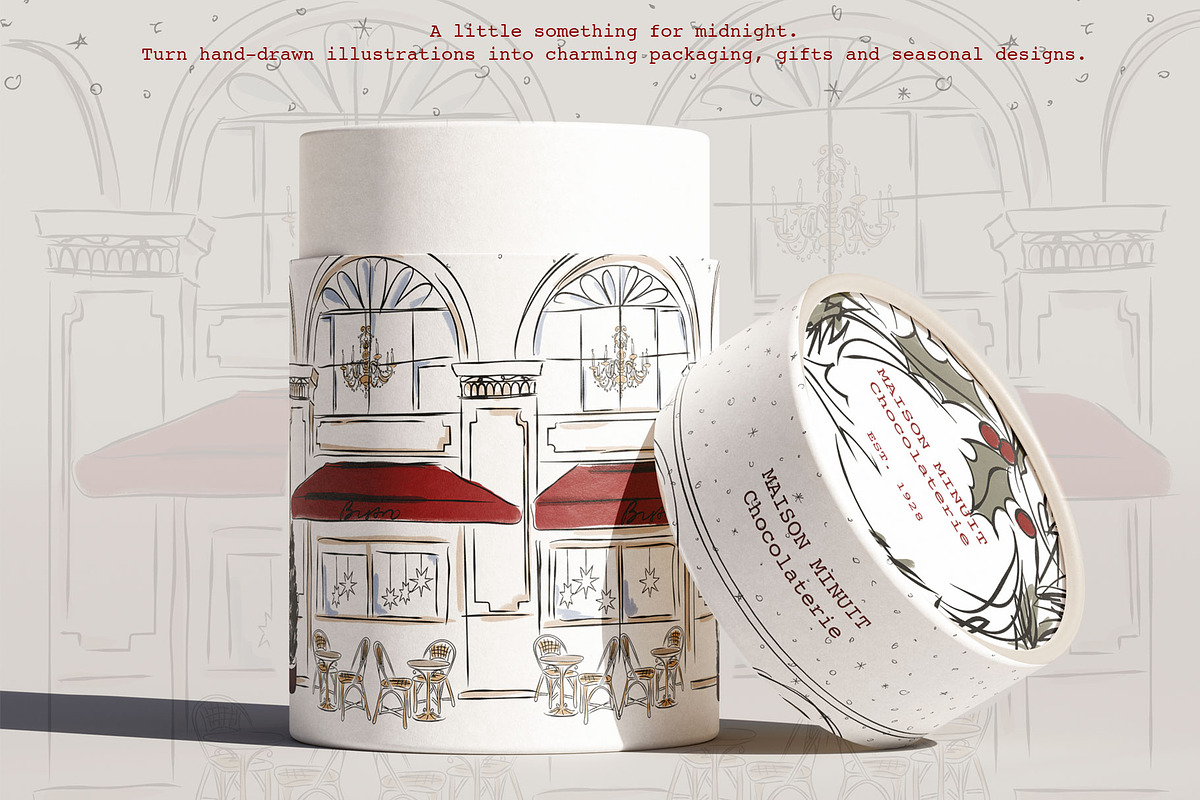 Midnight Town – Winter Line Art, a Seasonal Illustration by Mio Buono (Photo 6 of 18)