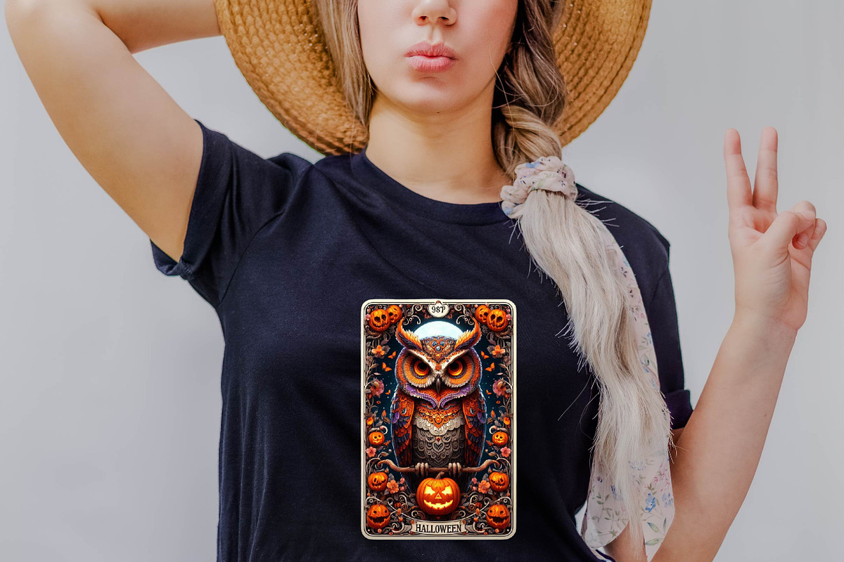 Halloween Owl Tarot Card Sublimation, an Illustration by SVGArt (Photo 7 of 8)