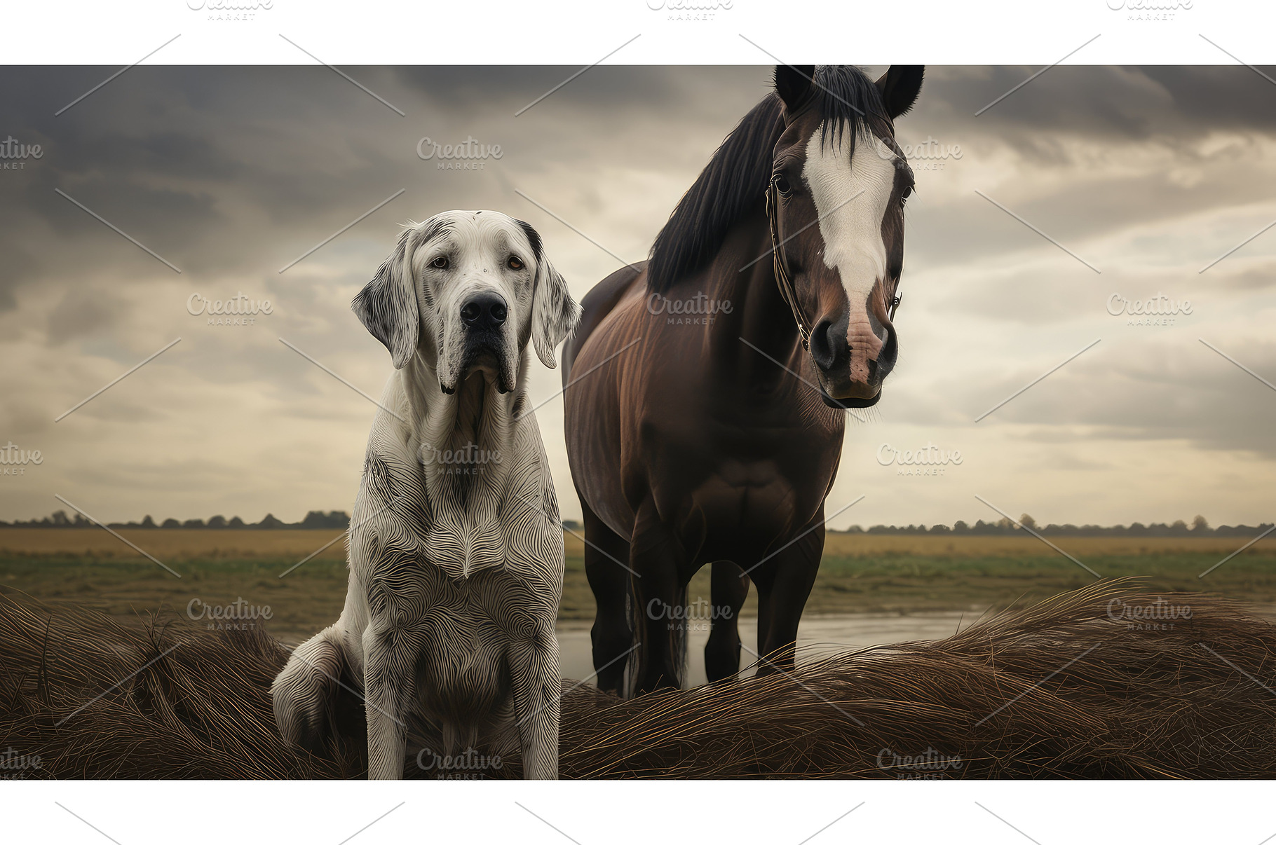 training dog horse ai generated, an Animal Photo by pikepicture