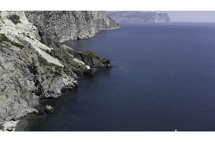 Aerial view of rocky coast and blue, a Nature Photo by Media Whale Stock