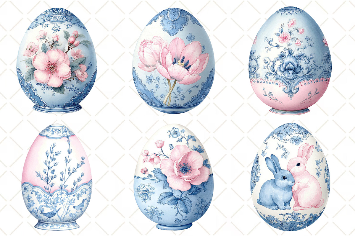 Watercolor Easter Eggs Clipart, an Illustration by Black Bird Studio (Photo 4 of 5)