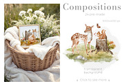 Woodland Animals Watercolor Clipart, an Illustration by Alisles (Thumbnail 2 of 18)