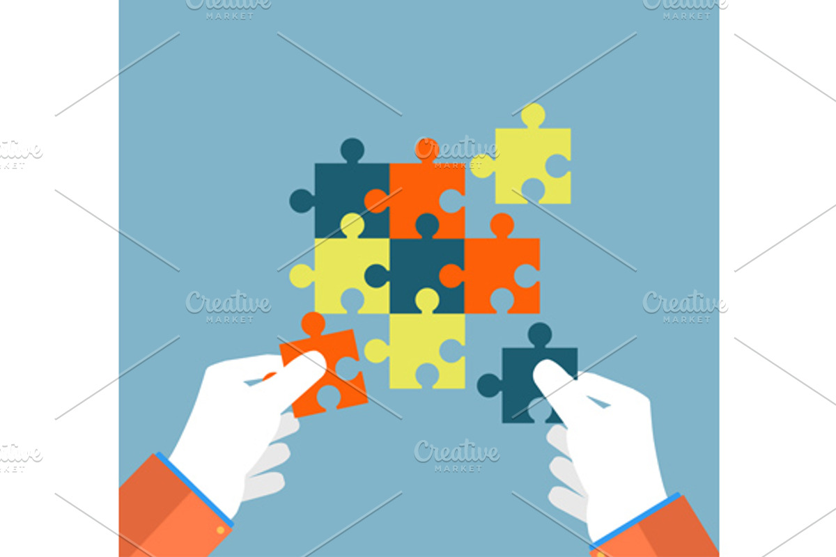 Set businessman assembling