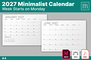 Minimalist Calendar 2027 (MP048-27M), a Stationery Template by mikhailmorosin (Thumbnail 1 of 6)