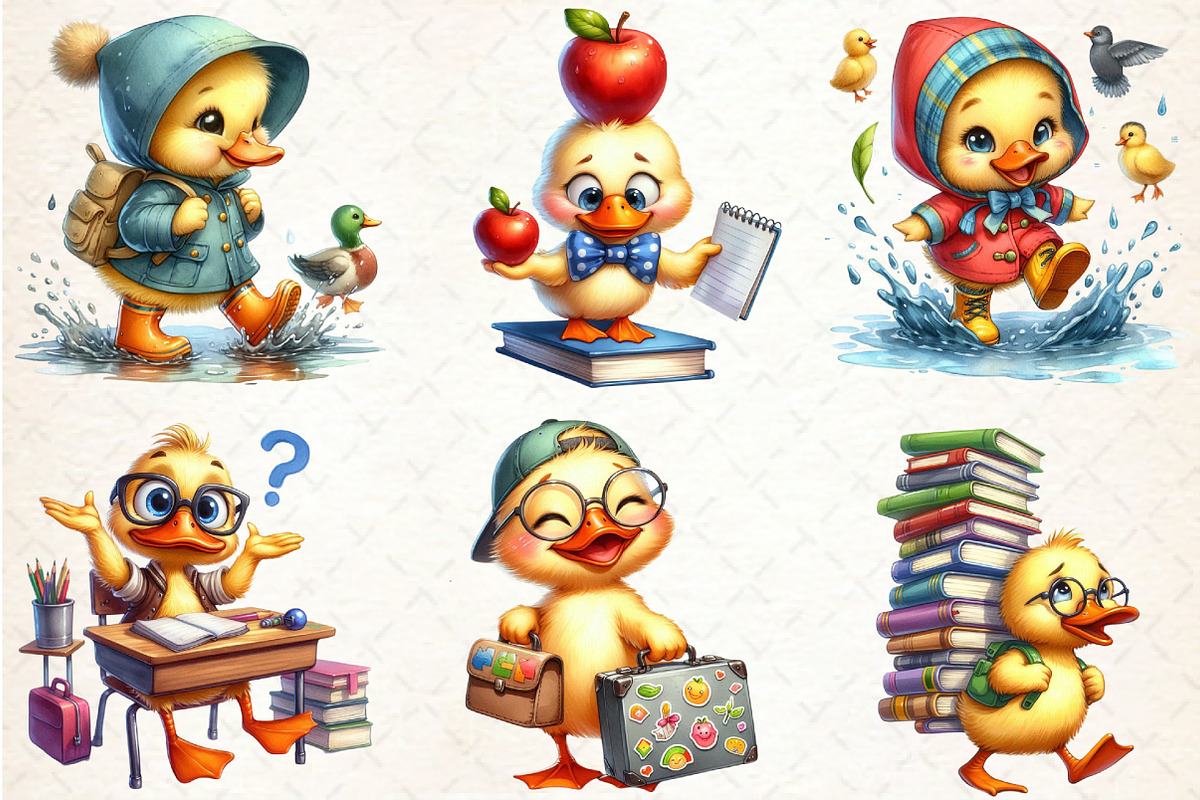 Back To School Funny Ducks Clipart, a Seasonal Illustration by Rose Art (Photo 4 of 4)