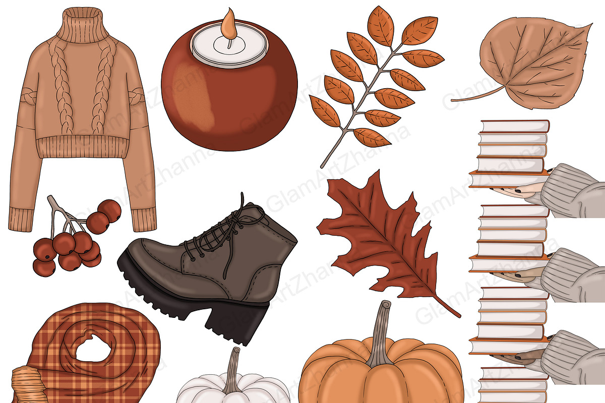 Autumn Clipart, a Seasonal Illustration by GlamArtZhanna (Photo 5 of 8)