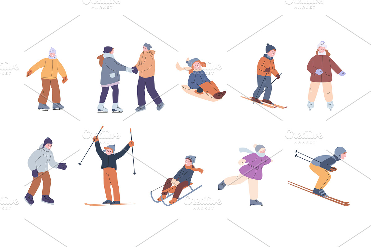 Children winter activities. Skiing, a Sport Illustration by Valerie Bodnar