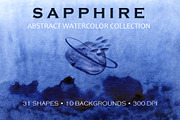 Sapphire Blue Clipart Watercolor, a Texture Graphic by FineArt (Thumbnail 1 of 12)