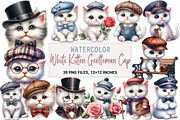 White Kitten Gentleman Cap Clipart, an Illustration by DreamArtGraphic (Thumbnail 1 of 4)