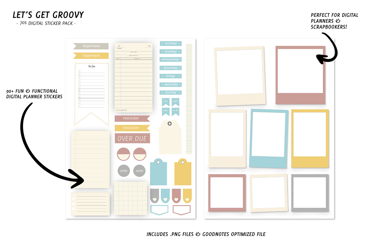 Groovy Digital Sticker Pack PNGs, a Stationery Template by Bella+Sophia Creative (Photo 3 of 5)