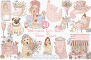 Watercolor Girl Power Woman Clipart, a Seasonal Illustration by Canvas Craft (Thumbnail 1 of 10)