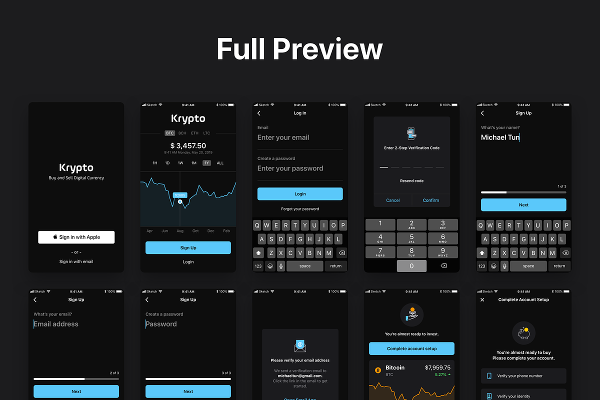 Krypto UI Kit, an UI Kit Template by Gris Fox | Creative Market