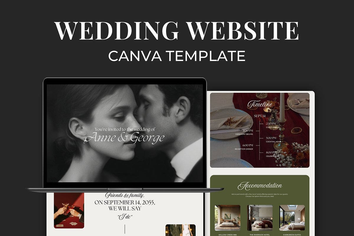 Wedding RSVP Website for Canva, a Landing Page Template by Meraki Templates (Photo 1 of 8)