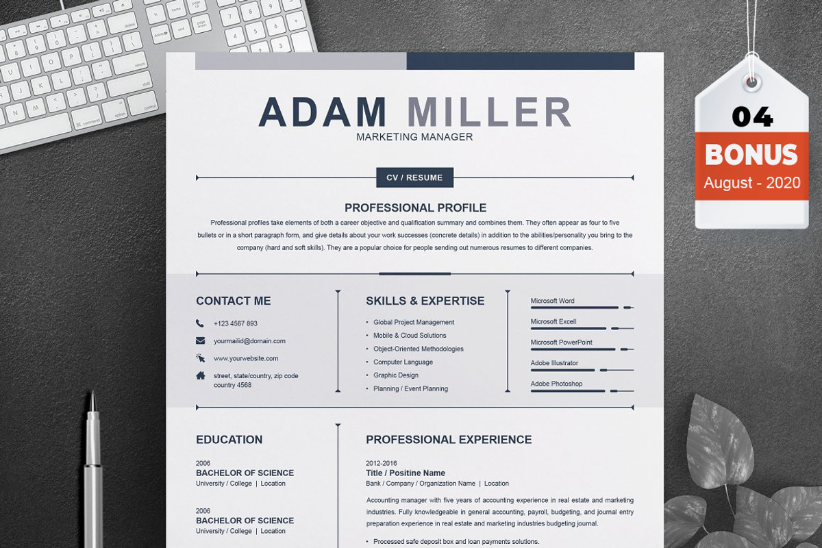 Resume/CV Bundle | 200+ for $29, a Resume Template by ResumeInventor (Photo 130 of 207)