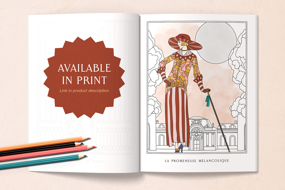 French Deco Fashion Coloring Pages, an Illustration by The Object Atlas (Photo 6 of 7)