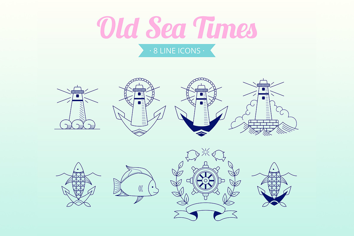 Old Sea Times | 8 line icons, an Outline Icon by Candy Horror Shop