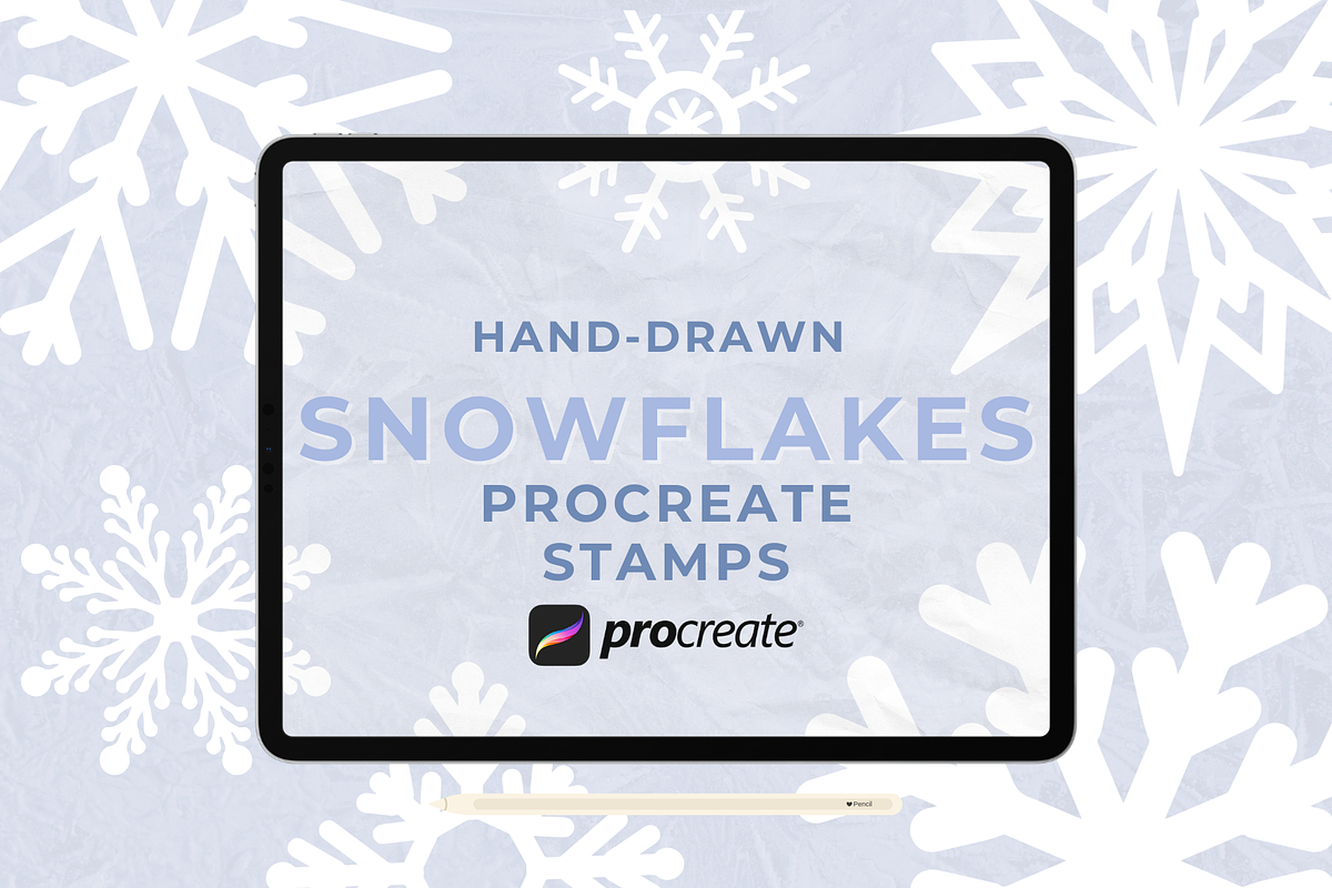Snowflake Procreate Stamp Brushes, a Brush Add-On by HalieKStudio (Photo 1 of 9)