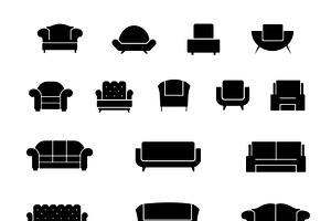 Couch and armchair furniture, an Outline Icon by Microvector