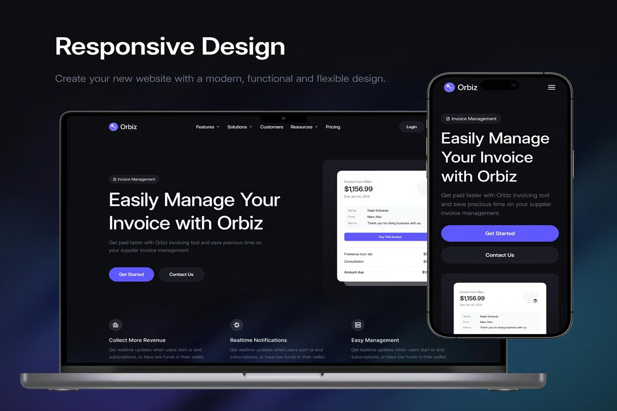 Orbiz SaaS Website Template UI Kit, an UI Kit Template by Creative Perspective (Photo 4 of 7)