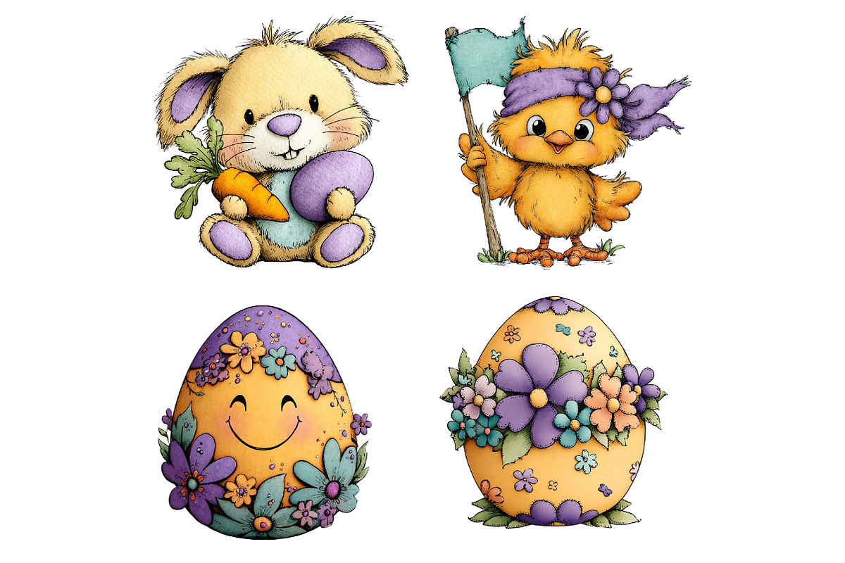 Whimsical Happy Easter Clipart, an Illustration by Dream Creation (Photo 5 of 5)