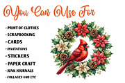 Watercolor Red Cardinal Clipart, a Seasonal Illustration by CreationArt (Thumbnail 5 of 7)